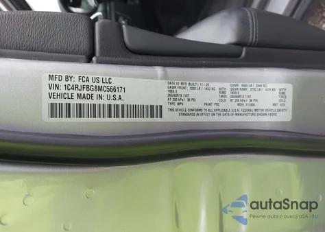 2021 Jeep Grand Cherokee Limited z USA, uszkodzony, nr VIN 1C4RJFBG8MC566171